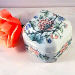 Vintage Porcelain Trinket Jewelry Keepsake Vanity Box - Vista Alegre Portugal